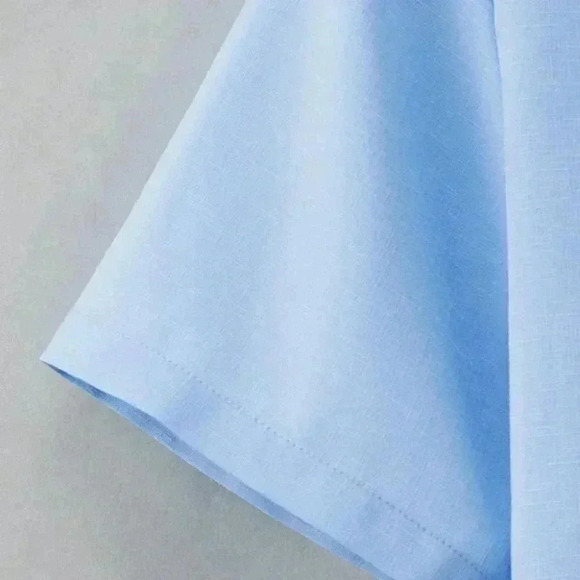 Blue Basic Men's Button Up Shirt - Picture 5 of 6